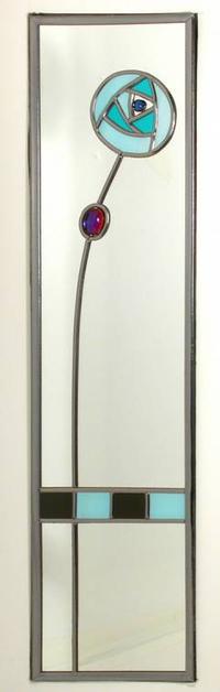 Single Mirror Jewelled Rose in Aqua and Pale Blue