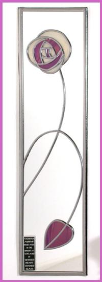 Single Mirror Rose & Leaf in Purple Passion